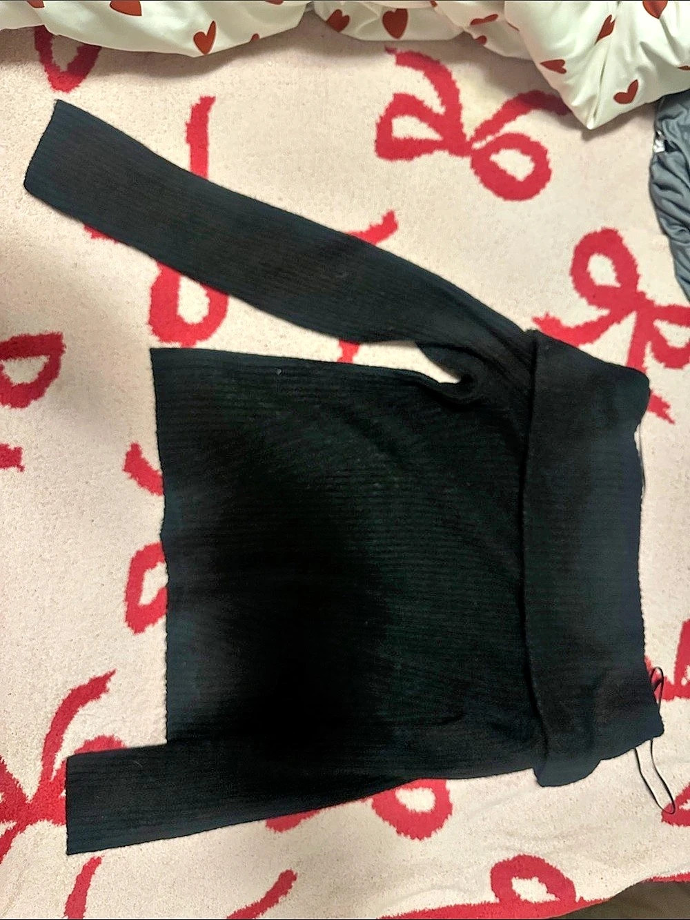 H&M Rib-knit Off-the-shoulder Top Black Cardigan Knit Large
